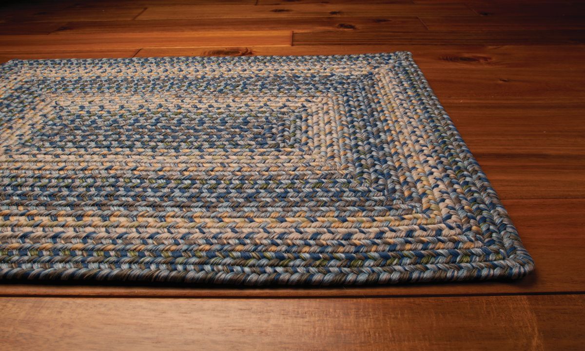 Ultra Durable Washable Braided Area Rug Rectangle Indoor Outdoor Blue